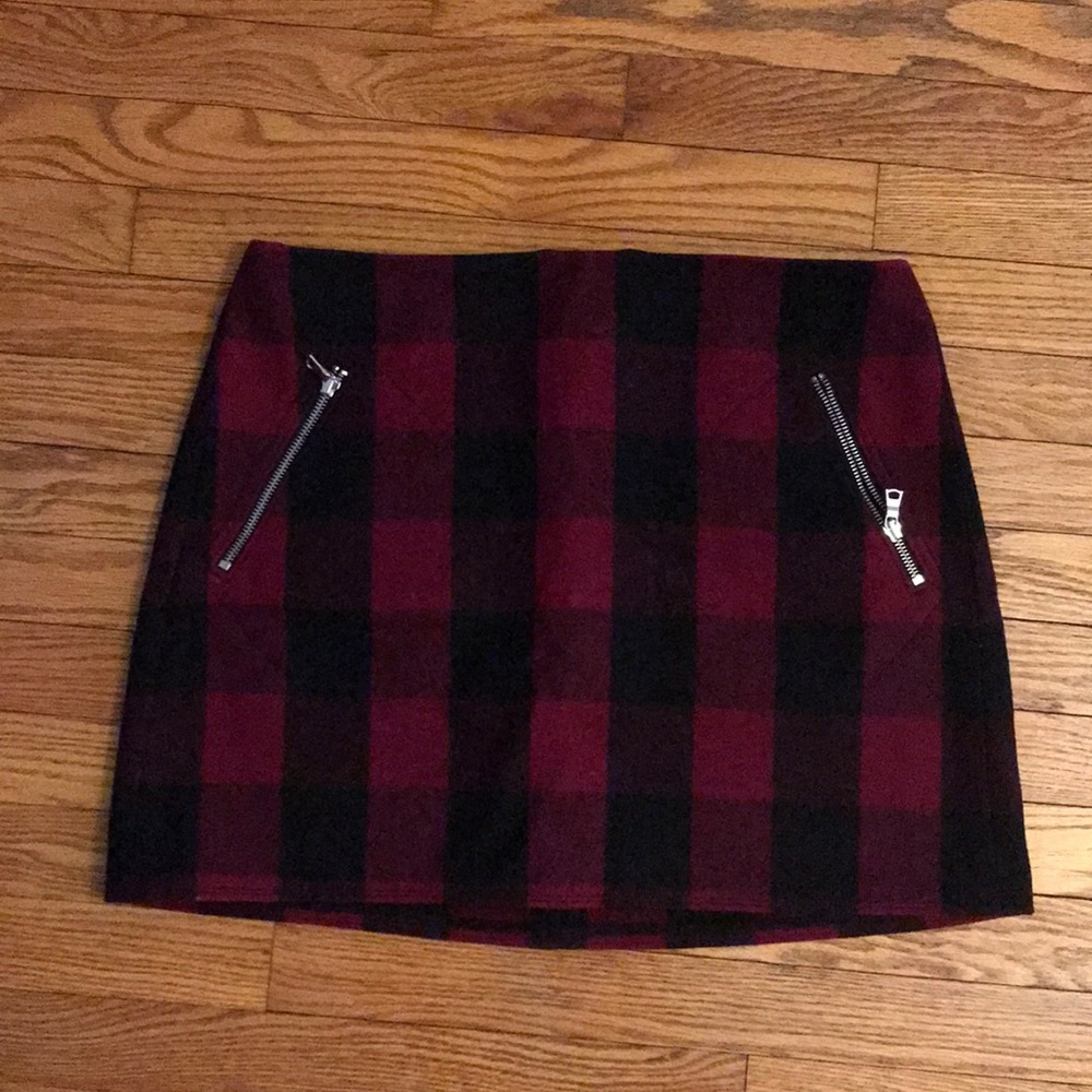 Gap wool checkered skirt with zipper pockets
